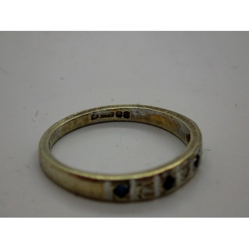 72 - 9ct gold diamond and sapphire set ring, size L, 1.9g. UK P&P Group 0 (£6+VAT for the first lot and £... 