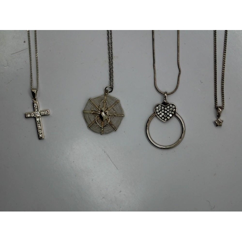 78 - Four 925 silver pendant necklaces, largest chain L: 46 cm. UK P&P Group 1 (£16+VAT for the first lot... 