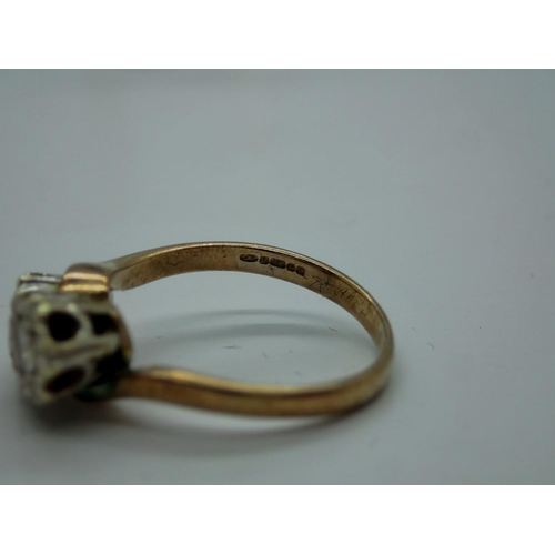 81 - 9ct gold ring set with two diamonds, size N, 2.8g. UK P&P Group 0 (£6+VAT for the first lot and £1+V... 