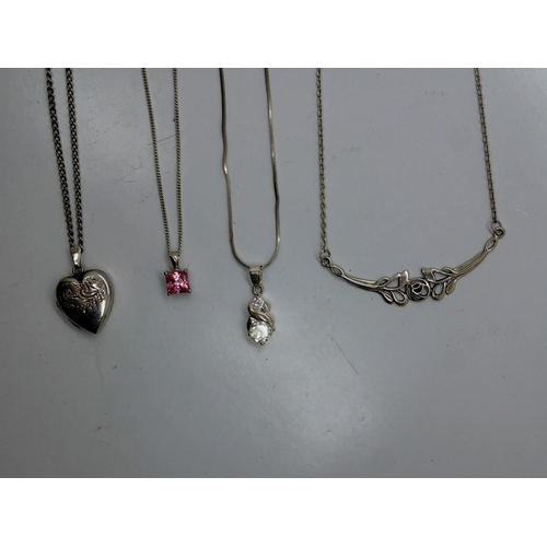 82 - Four 925 silver necklaces, largest chain L: 44 cm. UK P&P Group 0 (£6+VAT for the first lot and £1+V... 