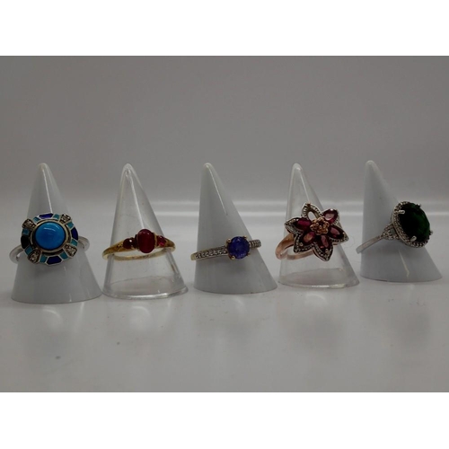 87 - Five 925 silver stone set rings, various sizes. UK P&P Group 0 (£6+VAT for the first lot and £1+VAT ... 