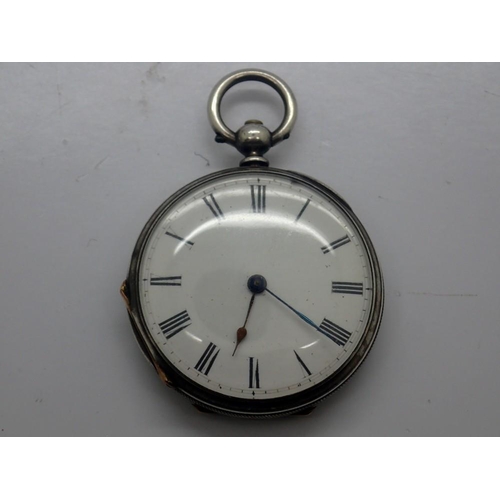 147 - 19th century fine silver cased key wind fob watch, ticks for a short time and stops. UK P&P Group 1 ... 