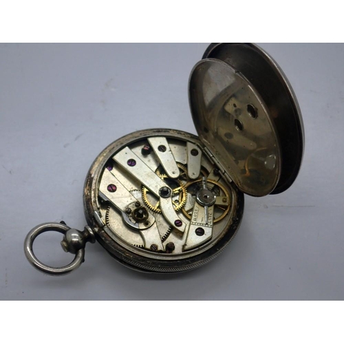 147 - 19th century fine silver cased key wind fob watch, ticks for a short time and stops. UK P&P Group 1 ... 