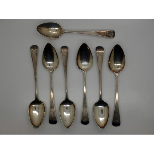 167 - Seven Georgian hallmarked silver teaspoons, 95g. UK P&P Group 1 (£16+VAT for the first lot and £2+VA... 