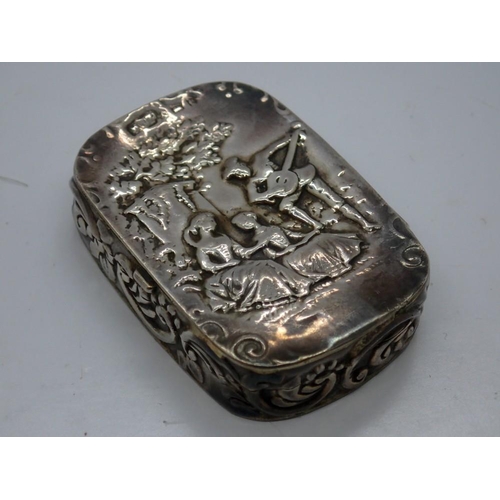 180 - Hallmarked silver pillbox and a white metal example, largest 48 x 17 mm. UK P&P Group 1 (£16+VAT for... 