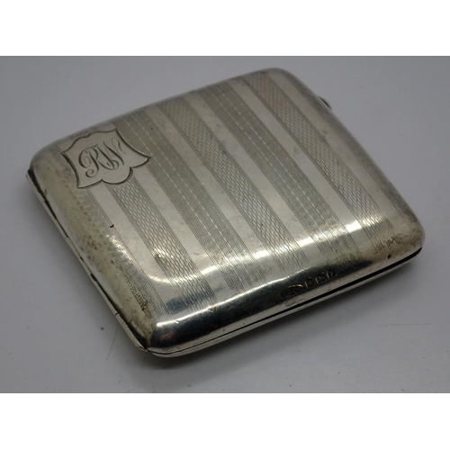 188 - Hallmarked silver cigarette case, Birmingham assay, with faux tortoise shell interior, total 105g. U... 