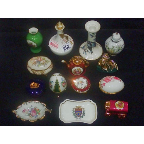 252 - Fourteen pieces of Limoges including miniatures, some loss to gilt, largest H: 15 cm. UK P&P Group 3... 