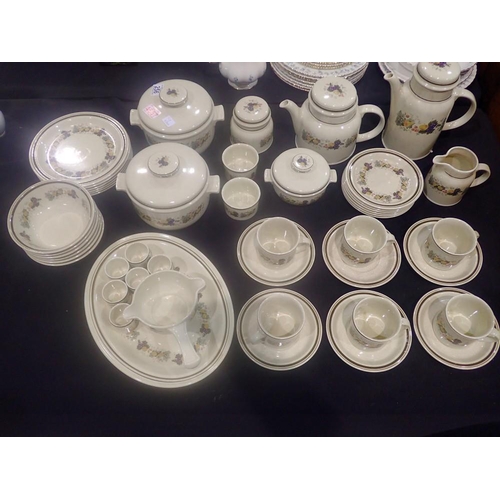 256 - Royal Doulton tea and dinner service of forty eight pieces in the Harvest Garland pattern, flat chip... 