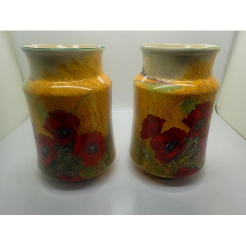 272 - Two Royal Doulton vases, Poppies In a Cornfield, no chips or cracks, H: 19 cm. UK P&P Group 2 (£20+V... 