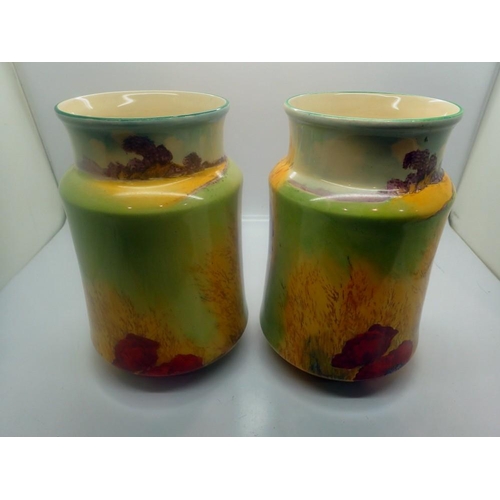 272 - Two Royal Doulton vases, Poppies In a Cornfield, no chips or cracks, H: 19 cm. UK P&P Group 2 (£20+V... 