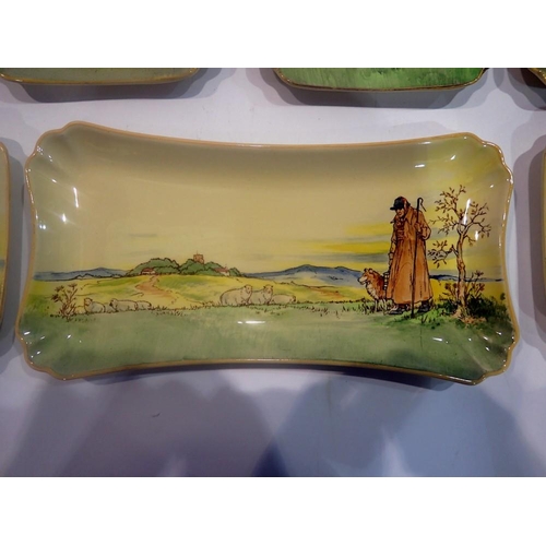 275 - Royal Doulton sandwich set in the Cotswold Shepherds pattern, no chips or cracks, largest L: 28 cm (... 