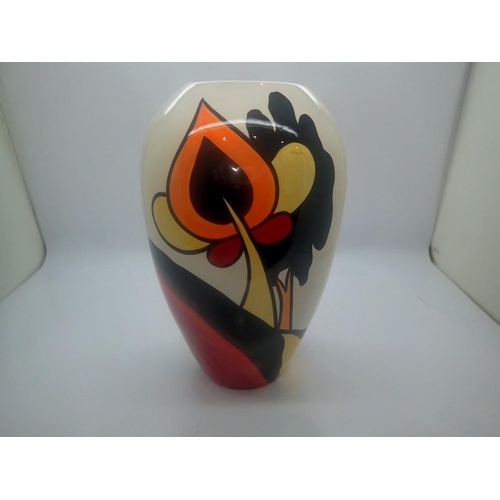 281 - Lorna Bailey vase in the Woodrow Way pattern, crazing throughout but no chips or cracks, H: 21 cm. U... 