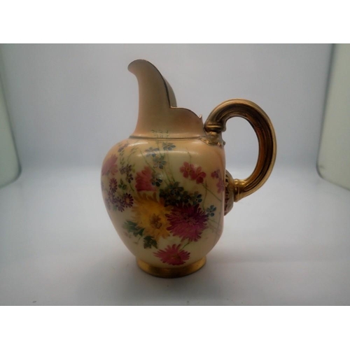 292 - Royal Worcester blush ivory flat back jug, no cracks or chips, H: 13 cm. UK P&P Group 1 (£16+VAT for... 