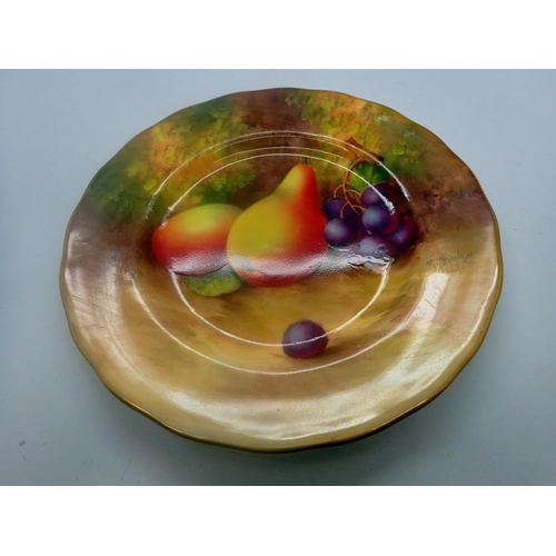 297 - Royal Worcester saucer painted by H. Aynton, slight loss to paint, D: 16 cm. UK P&P Group 1 (£16+VAT... 