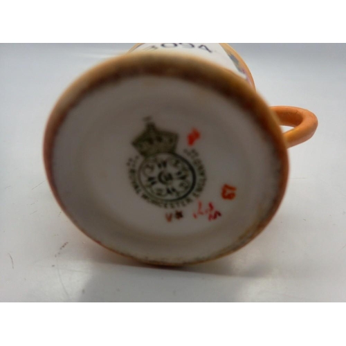 306 - Royal Worcester blush ivory loving cup, loss to gilt, H: 40 mm. UK P&P Group 1 (£16+VAT for the firs... 