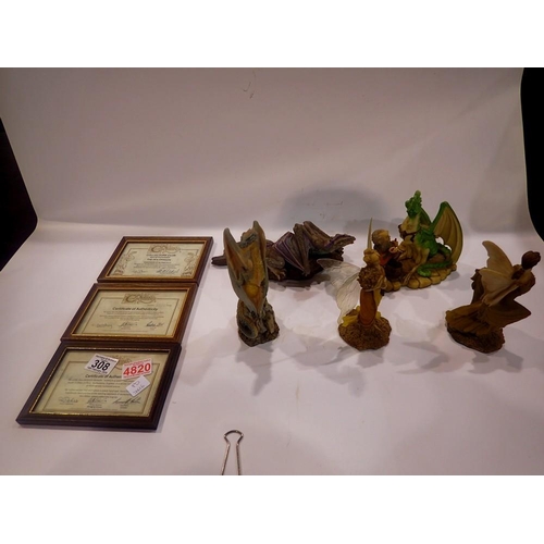 308 - Three Enchantica dragons, The Cave Dragon limited edition 231/7500, The Sea Dragon Collectors Club S... 