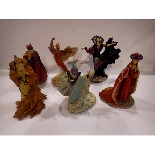 309 - Six Enchantica figurines, The Summer Wizard, The Autumn Wizard, The Autumn Witch, The Winter Wizard,... 