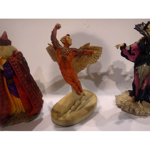 309 - Six Enchantica figurines, The Summer Wizard, The Autumn Wizard, The Autumn Witch, The Winter Wizard,... 