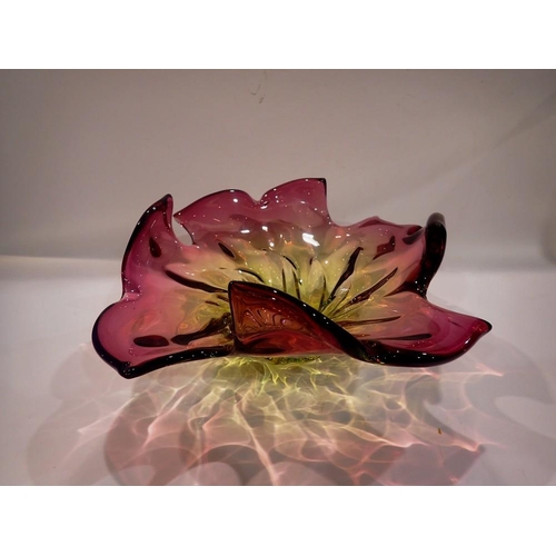 317 - Murano art glass coloured centre bowl in the form of a flower, L: 35 cm. Not available for in-house ... 