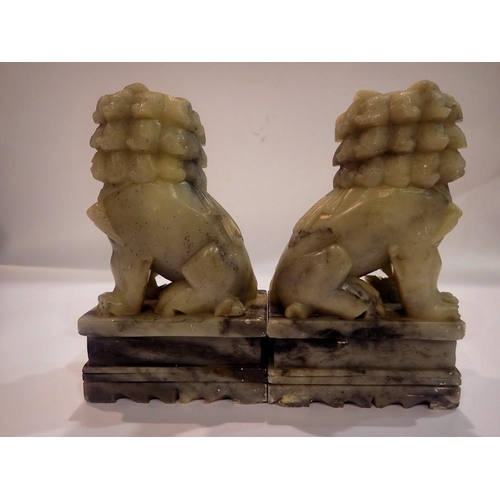 329 - Pair of carved soapstone temple lions, H: 18 cm. UK P&P Group 2 (£20+VAT for the first lot and £4+VA... 