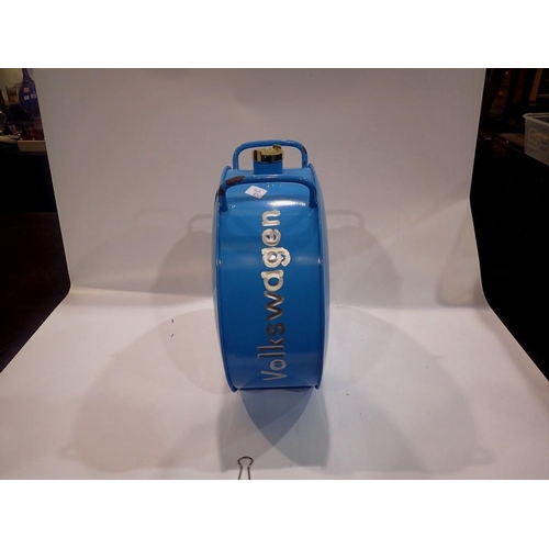 333 - Light blue Volkswagen petrol can with brass cap, H: 39 cm. UK P&P Group 3 (£30+VAT for the first lot... 