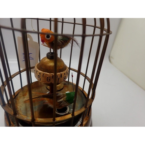 338 - Brass bird cage clock, H: 19 cm. UK P&P Group 2 (£20+VAT for the first lot and £4+VAT for subsequent... 