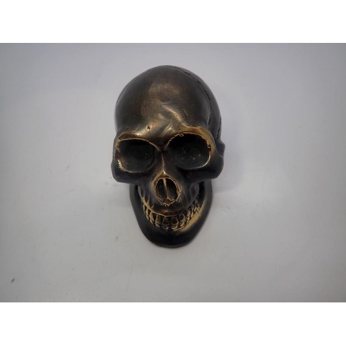 340 - Contemporary bronze skull, L: 90 mm. UK P&P Group 1 (£16+VAT for the first lot and £2+VAT for subseq... 