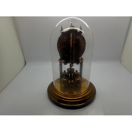 347 - Kerr mantel clock under a glass dome with ceramic dial, not working at lotting. UK P&P Group 2 (£20+... 