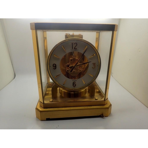 348 - Jaeger-Le-Coultre Atmos table clock, not working at lotting, pallet fork damaged. UK P&P Group 3 (£3... 