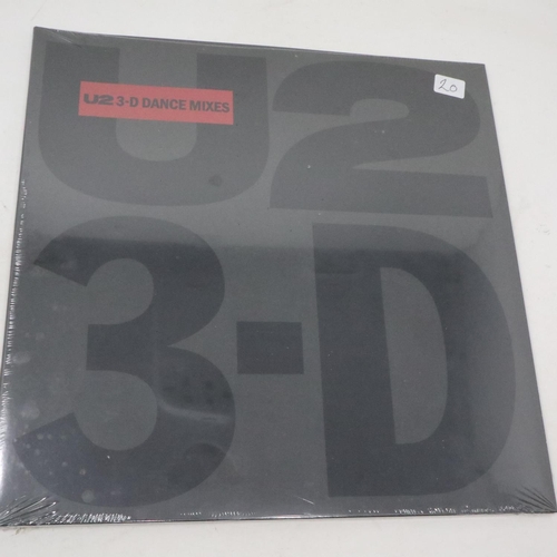 484 - U2 3-D Dance Mixes, factory sealed and U2 Live at the Marquee 1980 record. UK P&P Group 1 (£16+VAT f... 