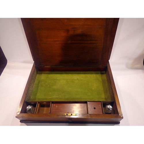 359 - Walnut writing box with tooled leather and velour interior, 48 x 38 cm. UK P&P Group 3 (£30+VAT for ... 