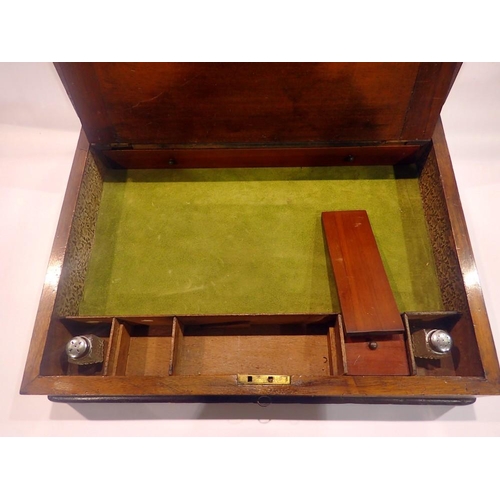 359 - Walnut writing box with tooled leather and velour interior, 48 x 38 cm. UK P&P Group 3 (£30+VAT for ... 