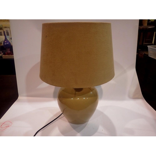 364 - Ports of Call by Jeff Banks ceramic table lamp with a faux suede shade, crazing to lamp base, H: 50 ... 