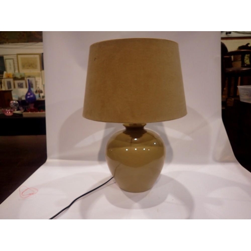 364 - Ports of Call by Jeff Banks ceramic table lamp with a faux suede shade, crazing to lamp base, H: 50 ... 