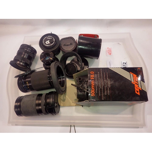 412 - Mixed photographic lenses, including examples by Makinon, Canon, Centron etc. UK P&P Group 2 (£20+VA... 