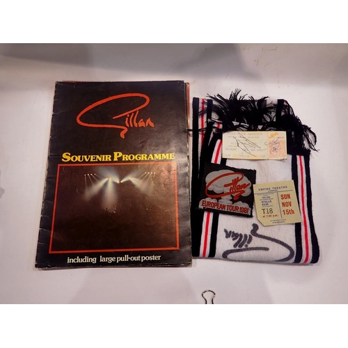 471 - Mixed Gillan related tour merchandise including a concert ticket from 1982. UK P&P Group 1 (£16+VAT ... 