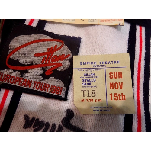 471 - Mixed Gillan related tour merchandise including a concert ticket from 1982. UK P&P Group 1 (£16+VAT ... 