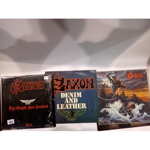 486 - Four Rock albums, Saxon (2), Dio and The Michael Schenker Group. UK P&P Group 2 (£20+VAT for the fir... 