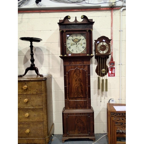 349 - John Wignall, Ormskirk, mahogany cased longcase clock with painted moon phase dial, working at lotti... 