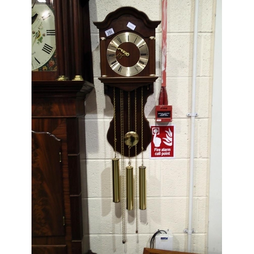 350 - Hermle triple weight wall clock with Westminster chime, working at lotting, H: 75 cm. Not available ... 