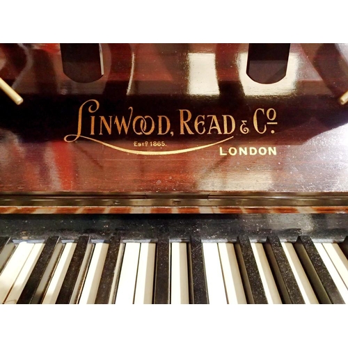 453 - Linwood, Read & Co London piano with four books of sheet music. Not available for in-house P&P