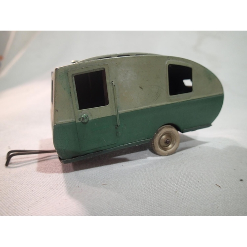 2109 - Triang Minic clockwork vehicles, learner car, Minic transport van, and caravan, all good condition, ... 