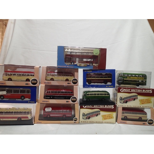 2209 - Thirteen assorted buses and coaches, mostly Ribble or North England, Oxford Diecast, Creative Master... 