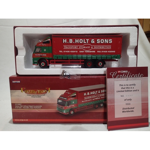 2214 - Corgi Big Trucks 1/50 scale CC13527 Volvo FM six wheel Rigid Curtainsider, H.B Howden East Yorkshire... 