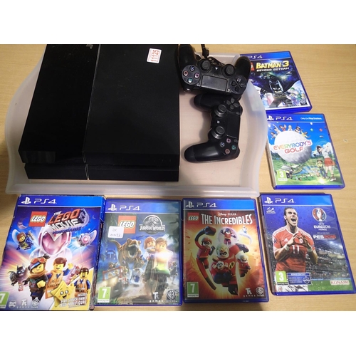 2218 - Playstation 4, 500GB with two pads, PSU and six games. Power light comes on. UK P&P Group 3 (£30+VAT... 