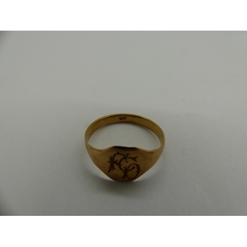 78 - 9ct gold signet ring, size V, 2.3g. UK P&P Group 0 (£6+VAT for the first lot and £1+VAT for subseque... 