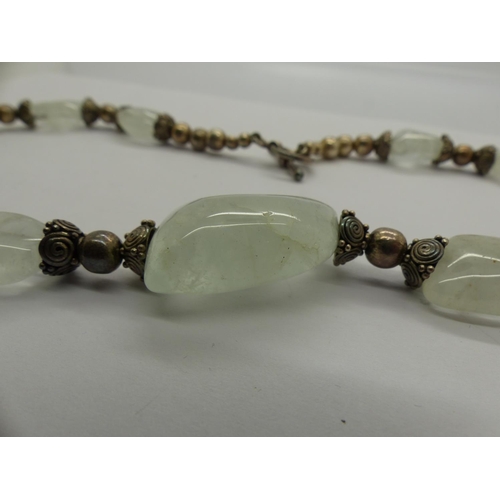 88 - 925 silver rock crystal necklace, with T-bar clasp, L: 42 cm. UK P&P Group 0 (£6+VAT for the first l... 