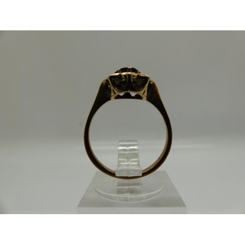 103 - 9ct gold cluster ring set with sapphire and diamonds, size M/N, 2.3g. UK P&P Group 0 (£6+VAT for the... 