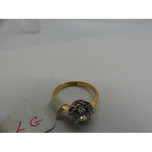 109 - 18ct gold 1.5 cts diamond solitaire ring with lab report from IGI, size K, 3.0g. UK P&P Group 0 (£6+... 