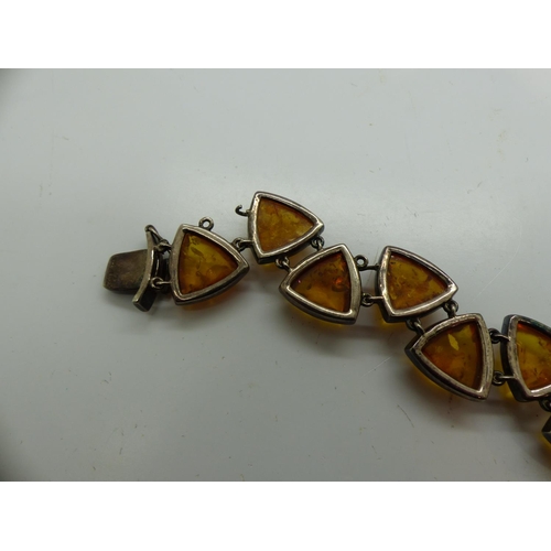 126 - Two 925 silver Baltic amber bracelets, largest L: 20 cm. UK P&P Group 1 (£16+VAT for the first lot a... 